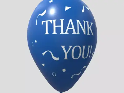 Balloon 5 thank you Low-poly 3D model