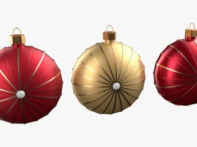 Christmas Tree Ornament Set7 - Red Yellow 3D model