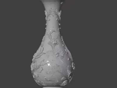 Floral Relief Decorative Vase STL 3D Model 3D print model
