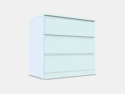 MALM Chest of 3 drawers Low-poly 3D model