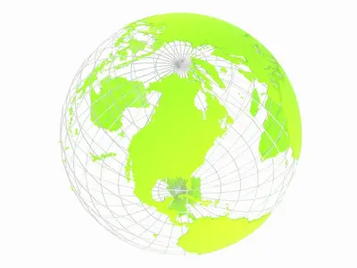 Globe News Skeleton Green Yellow Color 3D model