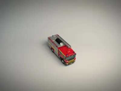 Low Poly Fire Truck 02 Low-poly 3D model