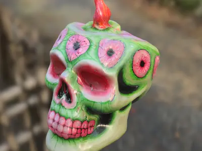 Cursed Melon Skull Candle 3D model