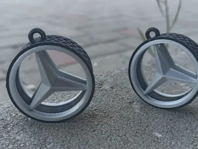 Mercedes Wheel Keychain 3D print model