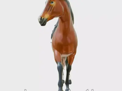 Bay Arabian Horse with Brown Coat and Black Mane Low-poly 3D model