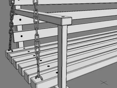 Multiple Seats Wooden Swing 1 3D model