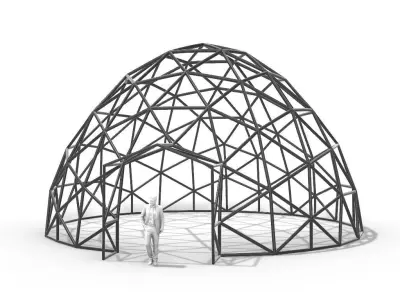 Geodesic Dome with Door Opening V2 3D model