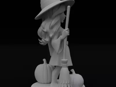 Halloween Cute Witch 3D model for 3D printing 3D print model