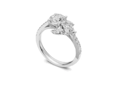 Unique Multi-Shaped Diamond Engagement Ring 3D print model