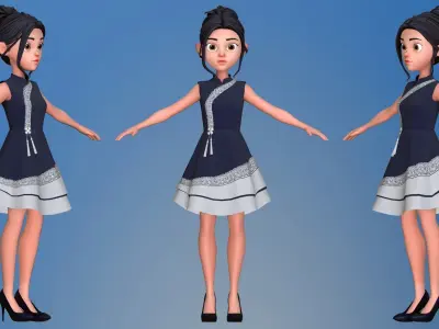 Ava Cartoon Girl Model 3D model