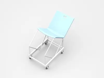 Industrial Inclined Chair On Wheels 3D model