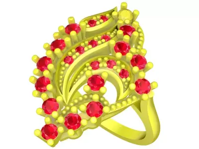 Elegant Floral Cluster Gemstone Ring for Women 5478 3D print model