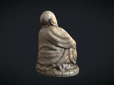 Happy Buddha - an aged statue of the sitting Buddha Low-poly 3D model