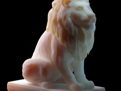 Regal Seated Lion Statue  3D print model