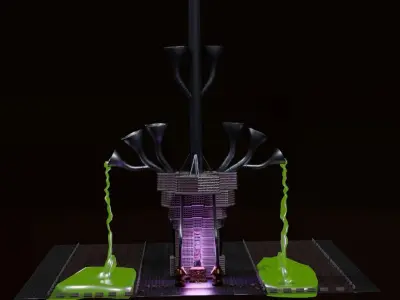 Sci-fi Elevator building to heaven Low-poly 3D model