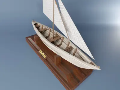 Wooden boat for decoration 3D model