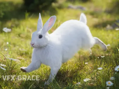 White rabbit Animated VFX Grace 3D model