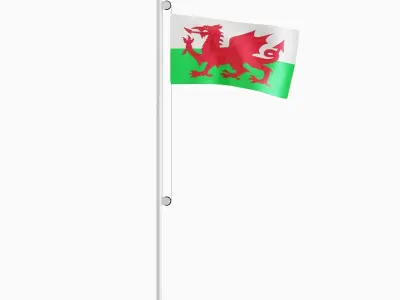 Flag of the Wales  Low-poly 3D model