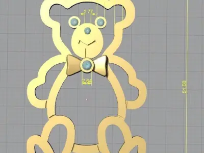 big  bear pendant  gold pendant  3D PRINT 3D print model