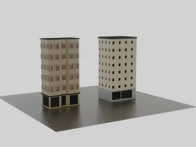 2 Small Buildings Low-poly 3D model