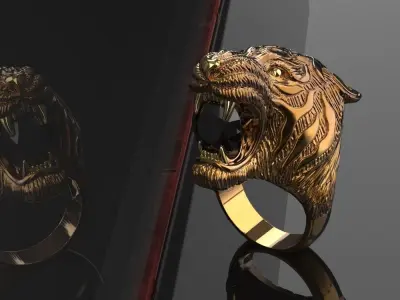 Carrera y Carrera Bestiario Tiger gold ring 3D print model