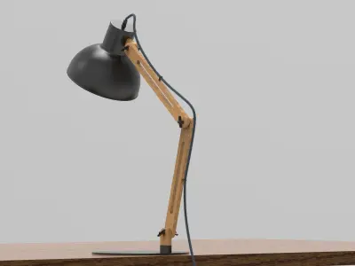 Adjustable wooden desk lamp 3D model