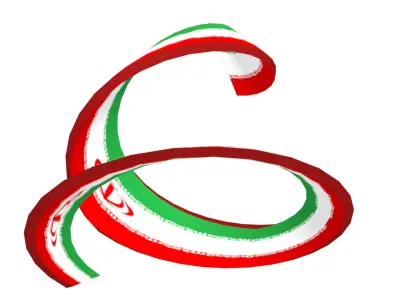 Iranian Flag on Double Spiral structure 3D model