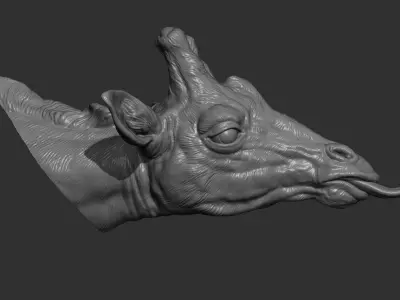Giraffe head with tongue 3D print model