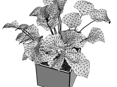 Young palm in modern pot 3D model