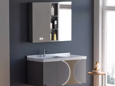 Inverted Circle Modern Bathroom Vanity Scene 3D model