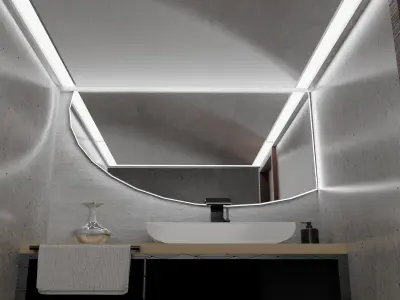 toilet modern bathroom with circular mirror Free 3D model