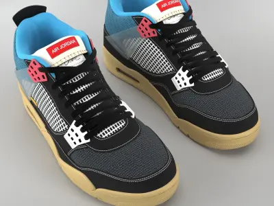 Air Jordan 4 Retro  Union LA Off Noir PBR  Low-poly 3D model