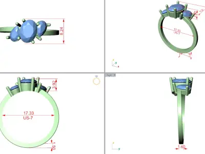 Luxury Solitaire Diamond Ring CAD Designs for Gold and Silver 3D print model