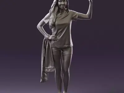 Blonde  in fitness shirts white shirt bitseps 09543D Print Ready 3D print model