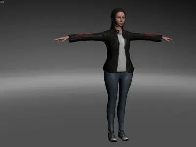 Motorcycle Woman Low-poly 3D model