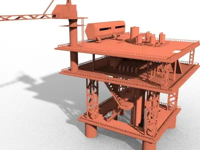 oil gas sea platform lowpoly multiple parts Low-poly 3D model
