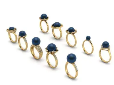 Model of a Pearl and Diamond Women Ring 3D print model