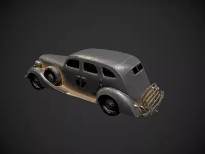 Low Poly Old Retro Vintage Car - Textured  Low-poly 3D model