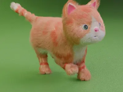 Rigged Cat Animated Low-poly 3D model