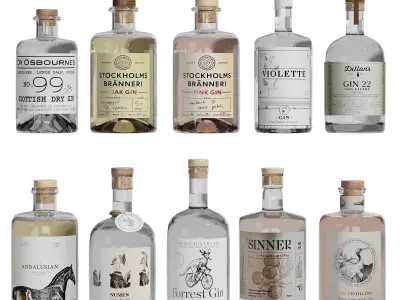 Aestetic Bottles for Shelves in a Bar or a Restaurant 3D model