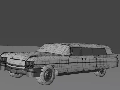 1963 Cadillac Hearse  Classic Vintage Car 3D Model Low-poly 3D model