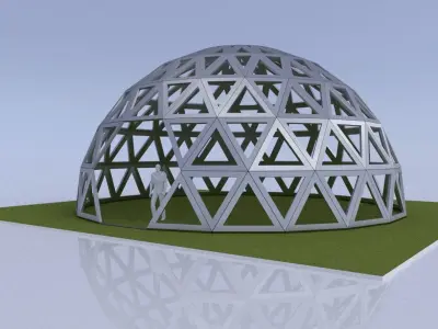 3D dome geodesic dome like frame structure with entry 3D model