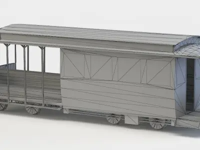 Funicular trolley car Low-poly 3D model