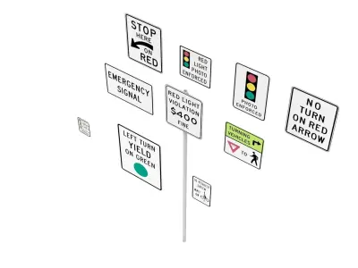 Road Sign US R10 Series Traffic Signal 3D model