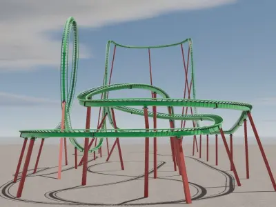 Rollercoaster 3D model Low-poly 3D model