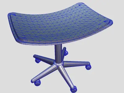 Stool 2 office chair with wheels Low-poly 3D model