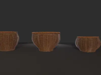 Rattan Basket pack 4 Free 3D model
