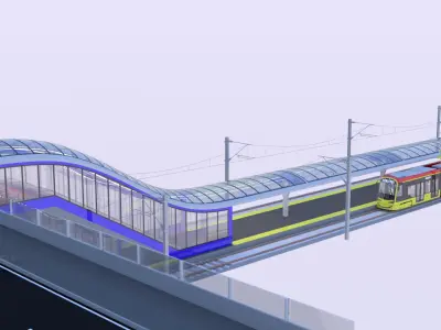 Warsaw tram stop V 3D model