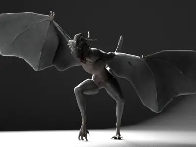 Dragon-2309 bat with wings Low-poly 3D model