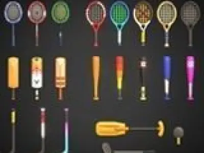 Sport Bats Swing Set - Lowpoly Sport Pack Low-poly 3D model